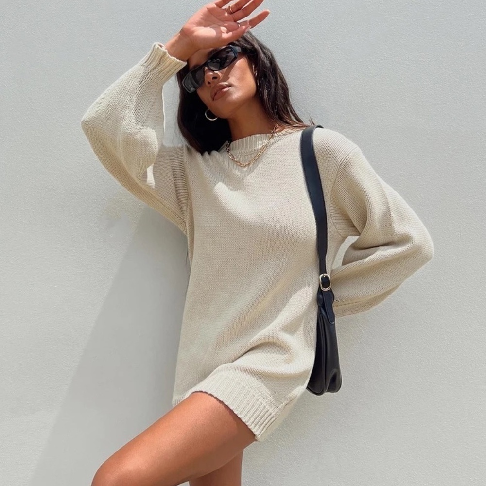 NWT PRINCESS POLLY Harmony Knit Mini Dress Biege